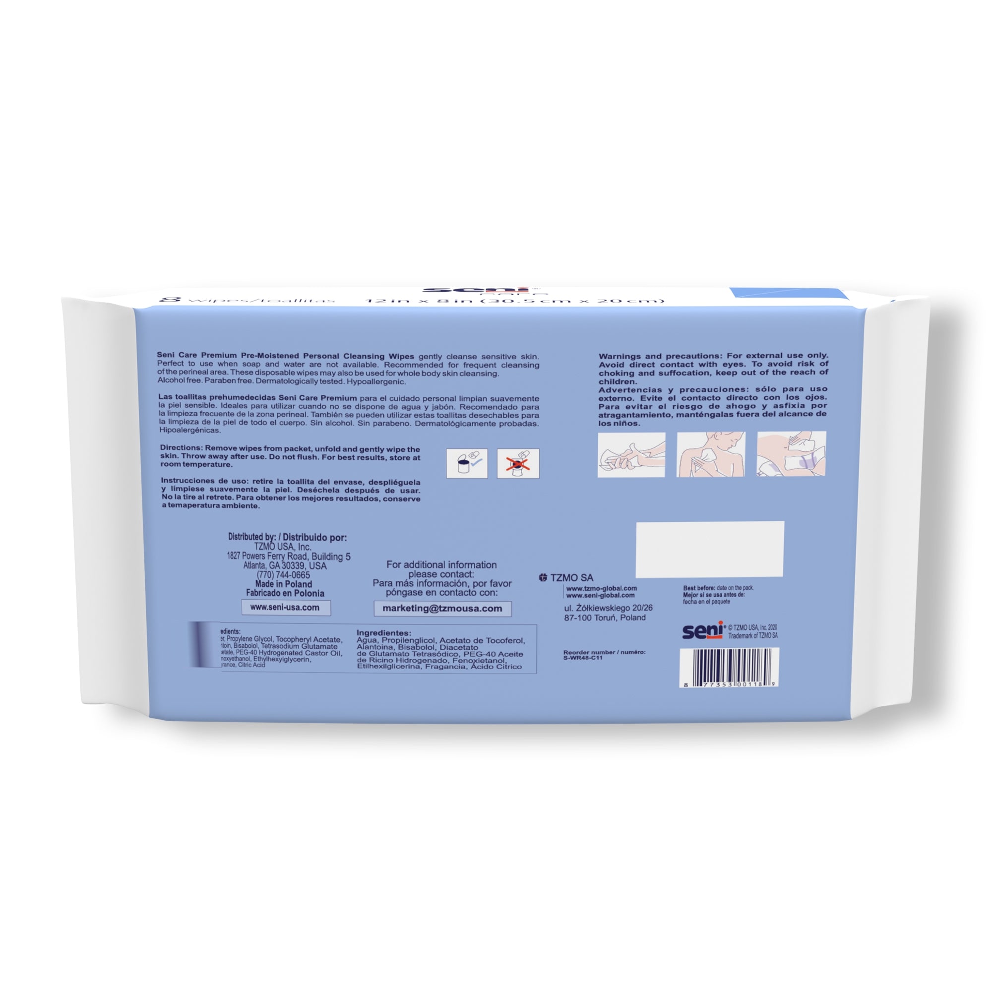 Personal Cleansing Wipe Seni® Care Soft Pack